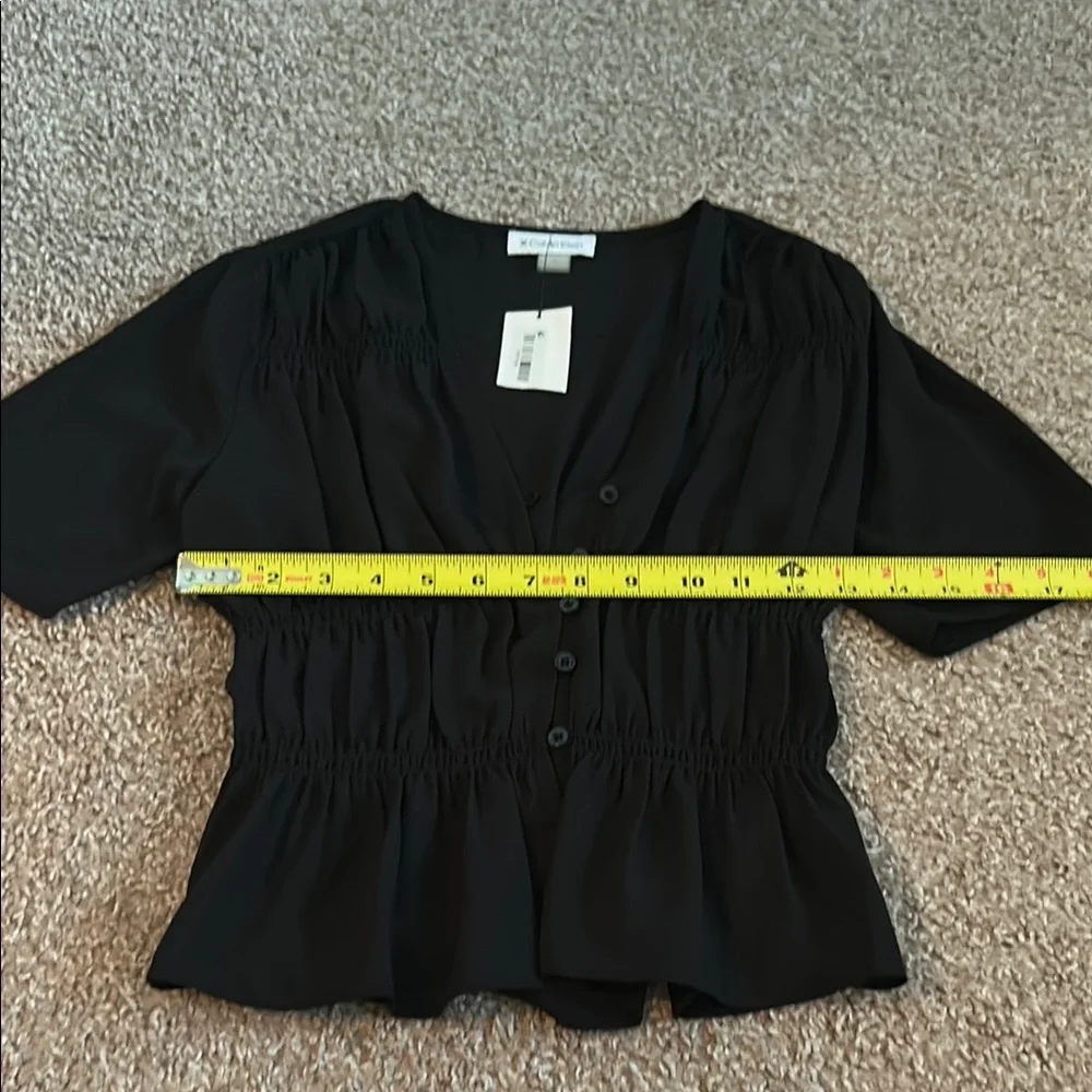 Calvin Klein Black Ruched Peplum Blouse - Picture 3 of 7